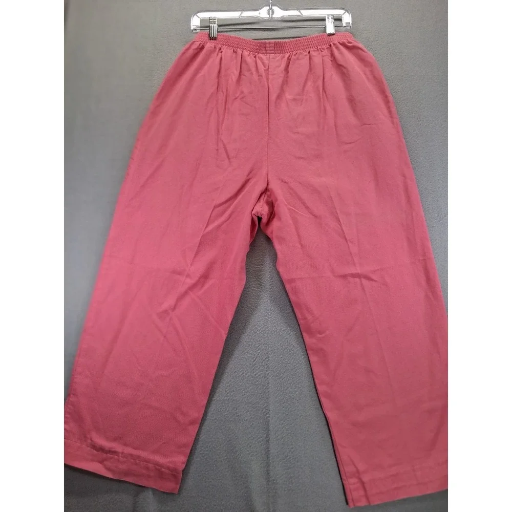 Alfred Dunner Pink Elastic Waist Pull On‎ Pants Petite 16P Cotton Tencel Blend